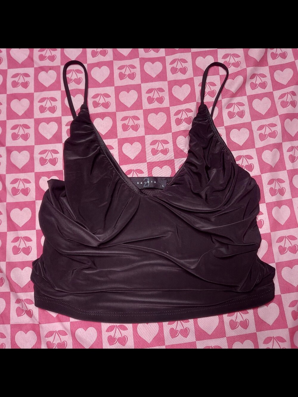 2 Saints Brand Black Dress Blouse Tank Top Crop Top